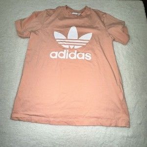 Adidas Women’s Classic Trefoil Logo T-shirt Top Size MEDIUM Peach